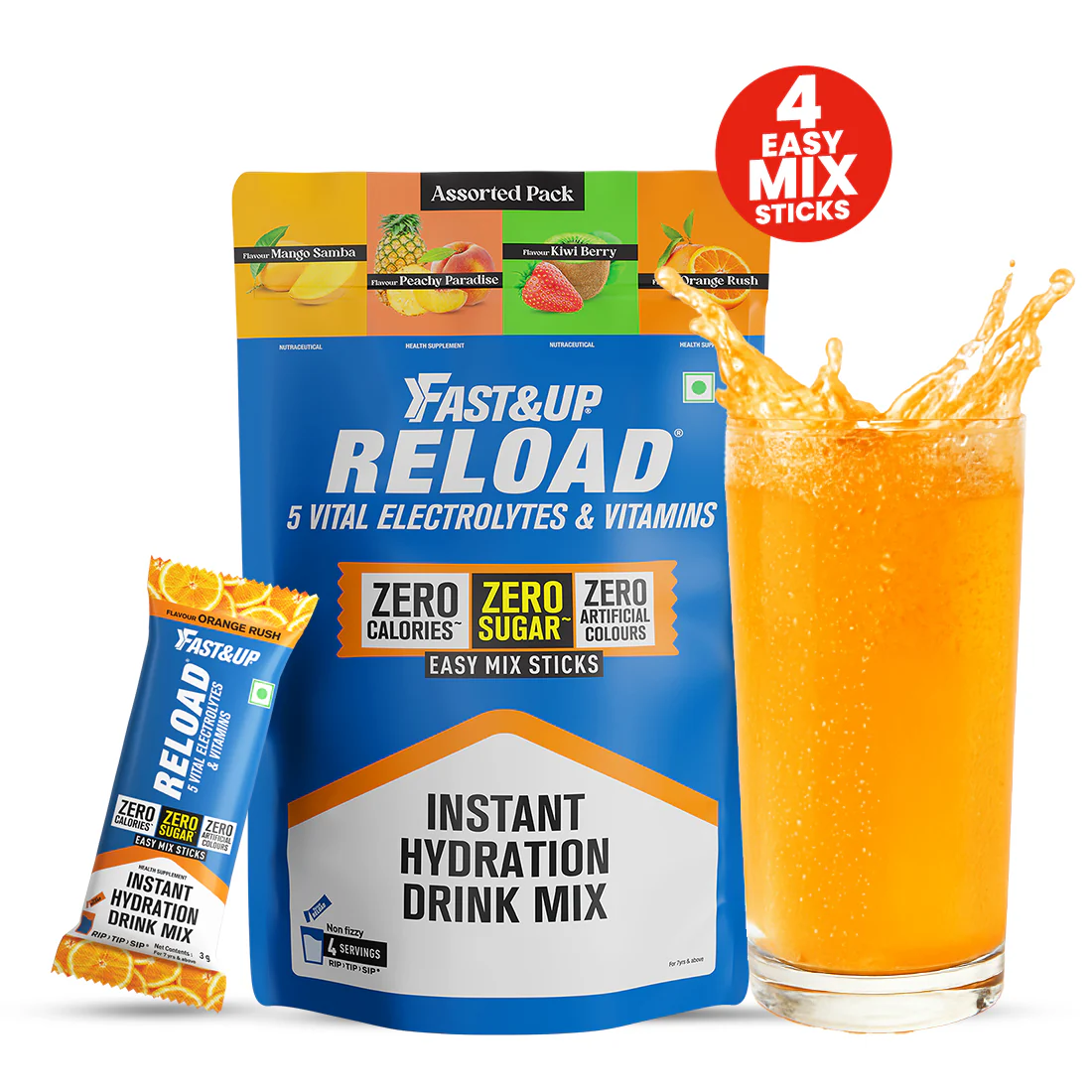 Reload Zero Sugar Instant Hydration Sticks - Assorted 4's