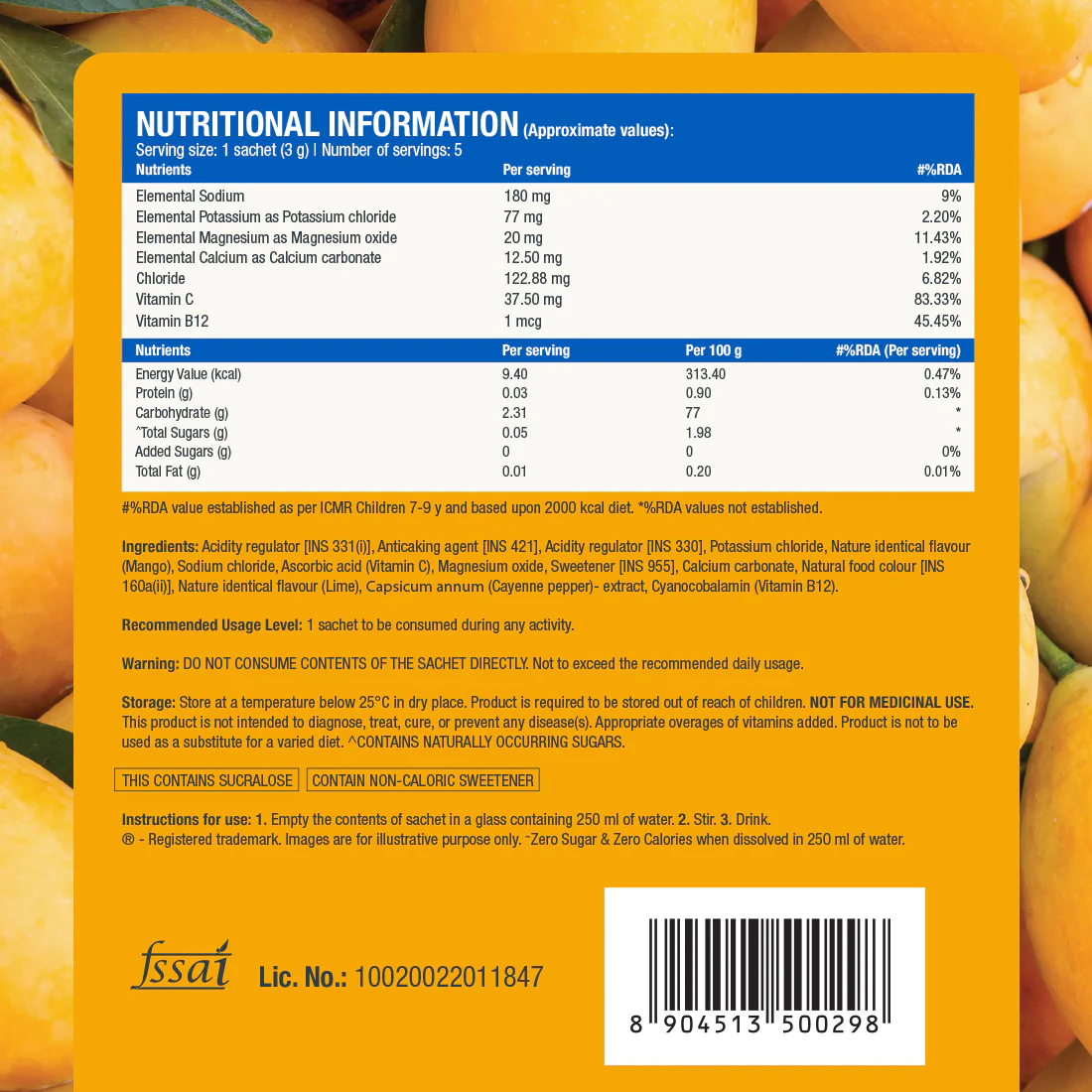 Reload Zero Sugar Instant Hydration Sticks- Mango Samba - Image 9